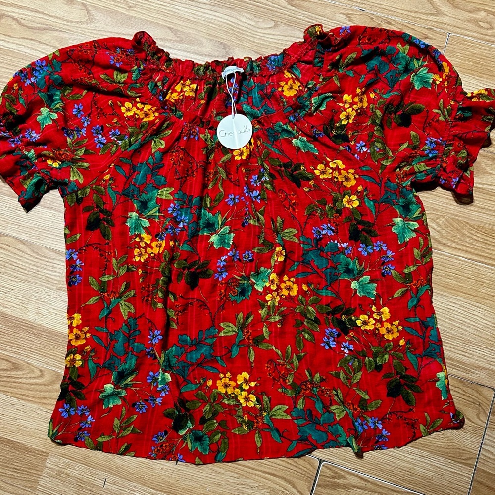 3/$20 Chenault Red Floral Blouse womens NWT 2x